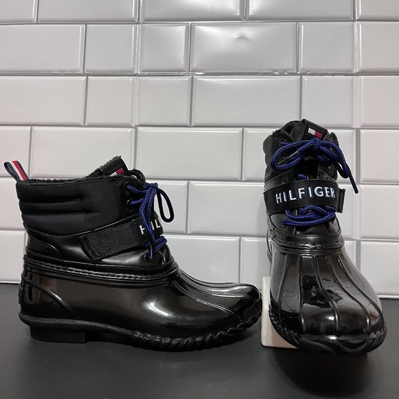 Tommy Hilfiger Shoes - Tommy Hilfiger Huski Rain / Snow Boots Black Faux Fur Lined Waterproof Velcro.